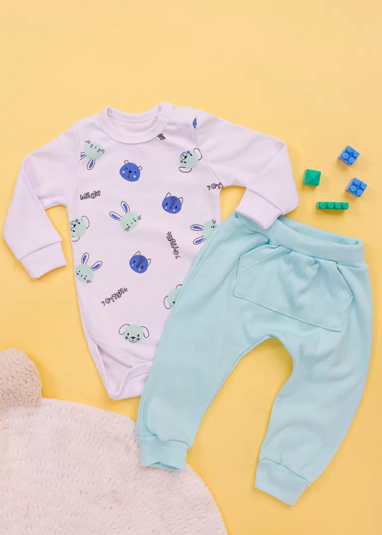 Baby Bodysuit and Saruel Trousers Green