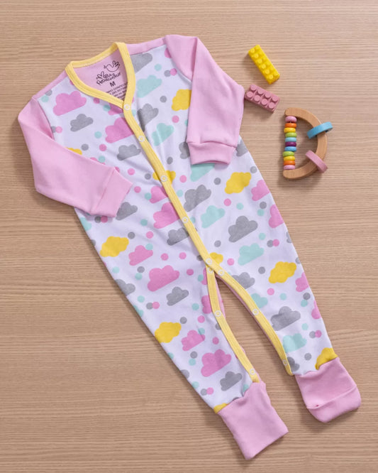 Pink Cloud Long Sleeve Baby Jumpsuit