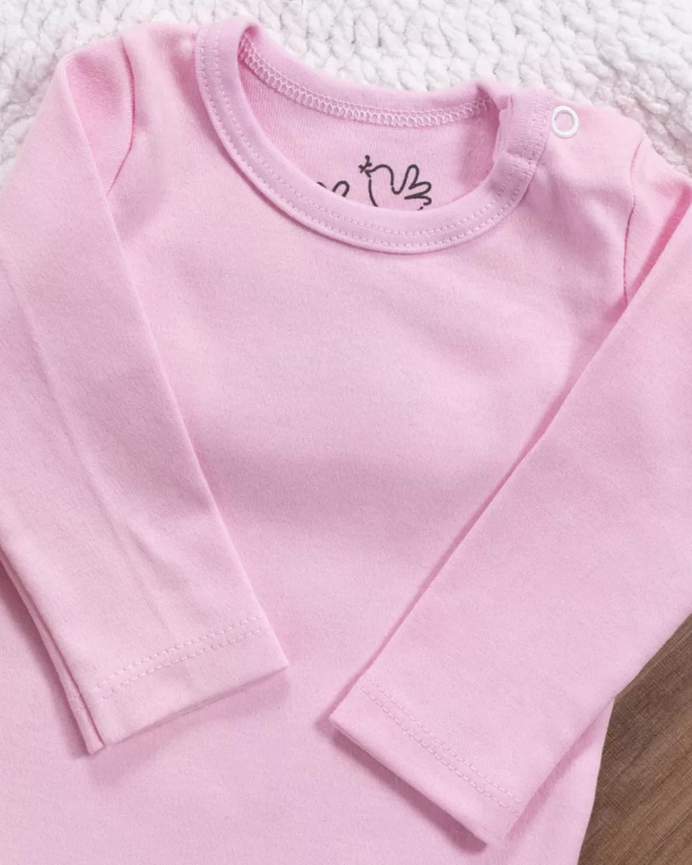 Baby Bodysuit Long Sleeve Suedine Basic Baby Pink