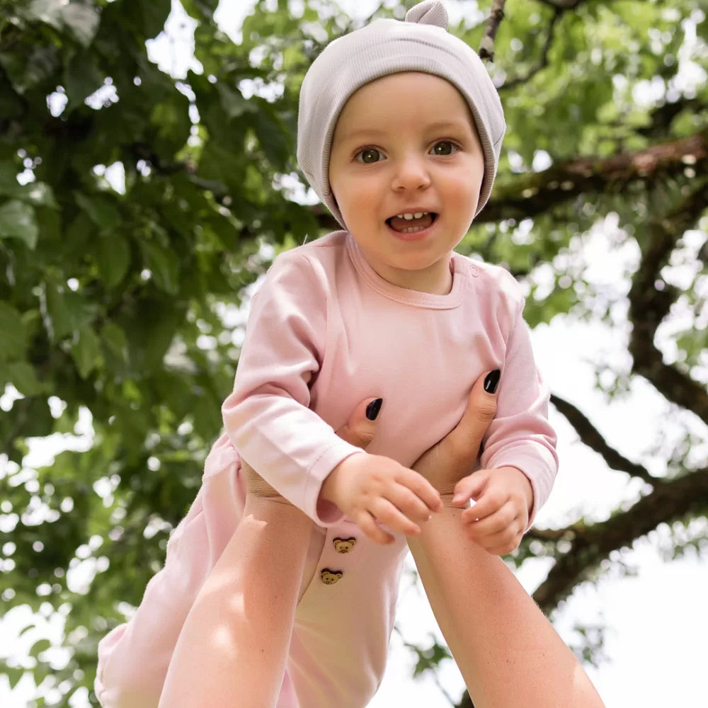 Baby Bodysuit Long Sleeve Suedine Basic Baby Pink