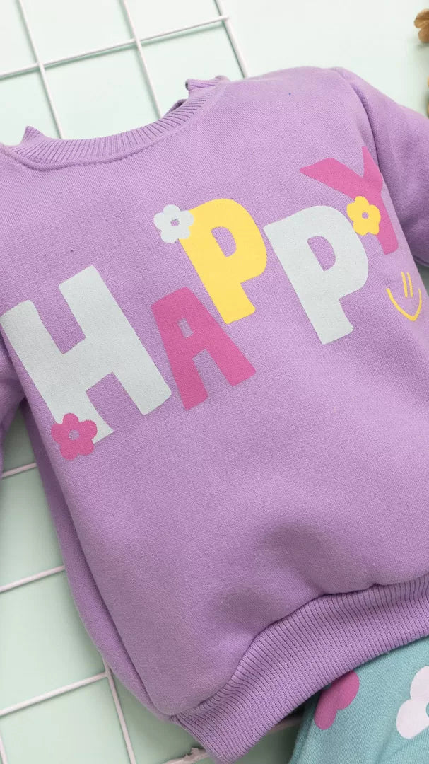 Premium Baby Sweatshirt Set: Happy Lilac Flowers