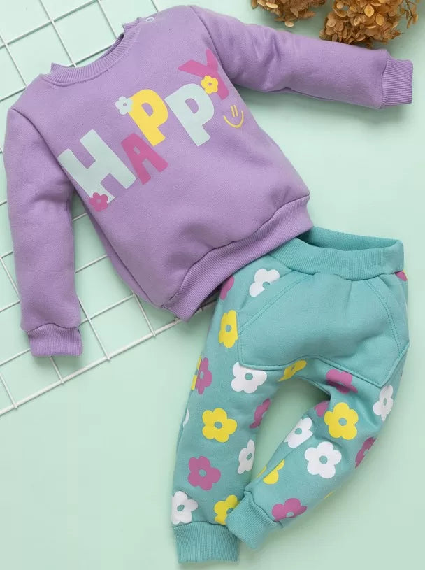 Premium Baby Sweatshirt Set: Happy Lilac Flowers